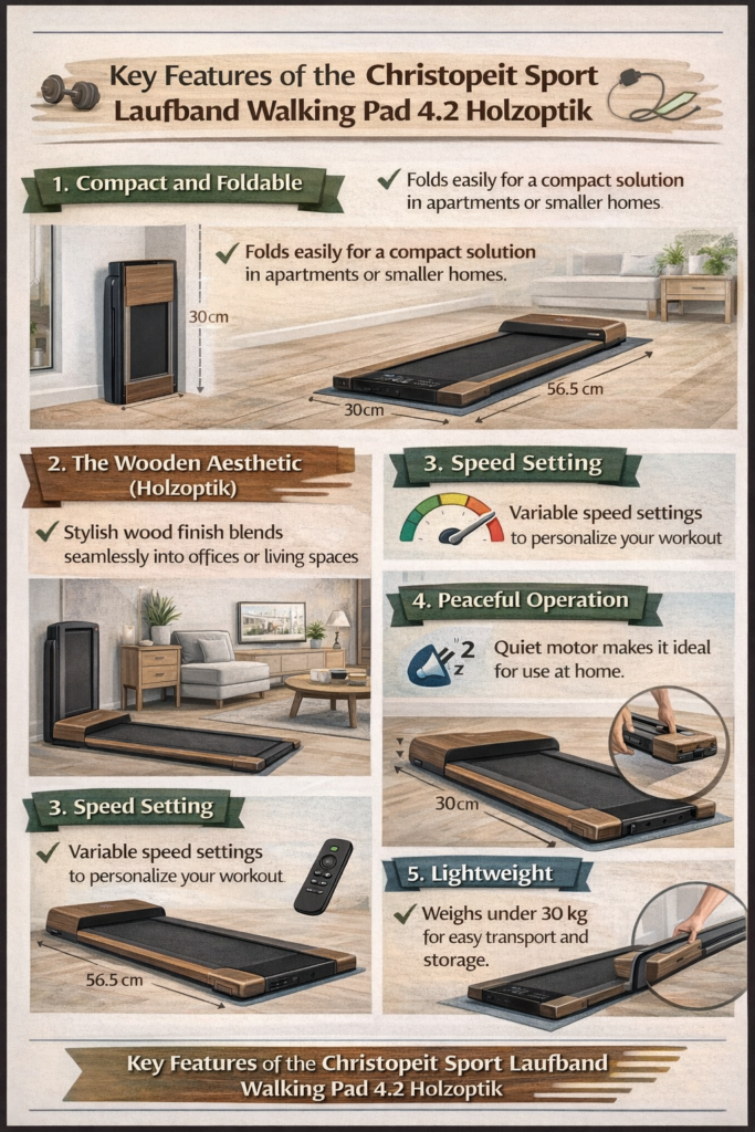 Christopeit Sport Laufband Walking Pad 4.2 Holzoptik