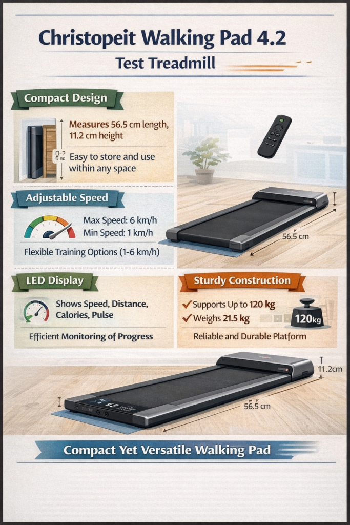 Christopeit Sport Laufband Walking Pad 4.2 Holzoptik