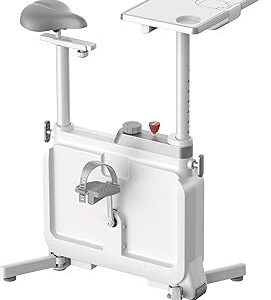 KINGSMITH Exercise Bike with Desk, Adjustable Resistance, All-in-one Under Desk Bike, Stationary Bike Indoor Workstation 264 LBS Heavy Duty