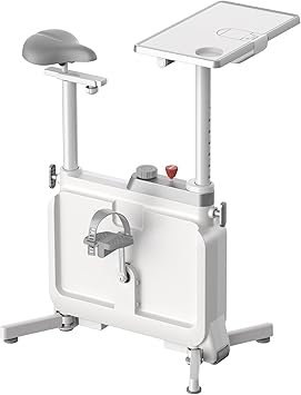 KINGSMITH Exercise Bike with Desk, Adjustable Resistance, All-in-one Under Desk Bike, Stationary Bike Indoor Workstation 264 LBS Heavy Duty