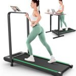FUNMILY Upgrade Walking Pad Folding Treadmill with 12%/15% & Handle Bar, 3.5HP Foldable Under Desk Compact Treadmills for Home/Office/Gym, 400+lb Capacity, Shock Absorption