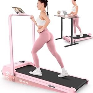 FUNMILY Upgrade Walking Pad Folding Treadmill with 12%/15% & Handle Bar, 3.5HP Foldable Under Desk Compact Treadmills for Home/Office/Gym, 400+lb Capacity, Shock Absorption