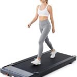 Sweetcrispy Compact Armless Treadmill for Small Spaces, Quiet Under-Desk Walking Pad, Slim & Portable Design for Home Office Workouts, Ideal for Apartments and Work-from-Home Fitness, Bright Black