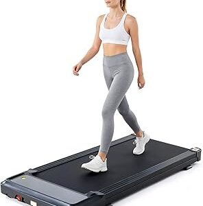 Sweetcrispy Compact Armless Treadmill for Small Spaces, Quiet Under-Desk Walking Pad, Slim & Portable Design for Home Office Workouts, Ideal for Apartments and Work-from-Home Fitness, Bright Black