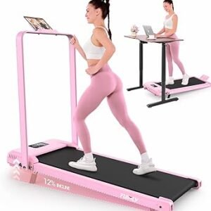 FUNMILY Upgrade Walking Pad Folding Treadmill with 12%/15% & Handle Bar, 3.5HP Foldable Under Desk Compact Treadmills for Home/Office/Gym, 400+lb Capacity, Shock Absorption