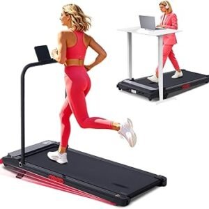 Walking Pad Treadmill with Incline, 3.0HP Portable Mini Walking Pad Treadmill with Handle Bar, 0.6-7.6MPH Small Under Desk Treadmill for Home Small Spaces, 350LBS Electric Treadmills with Handles