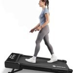DeerRun Walking Pad Treadmill with Incline, 12% Auto Incline Under Desk Treadmill, 3.0 HP, 300 lb Capacity, Portable Treadmill for Home Office, Remote & App Control