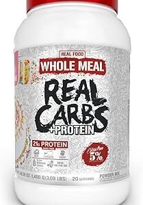 5% Nutrition Rich Piana Real Carbs + Protein | Clean Mass Gainer Meal Replacement Protein Powder | Carbohydrate for Pre Workout/Post-Workout Recovery Meal | 3 lb, 20 Srvgs (Birthday Cake + Protein)