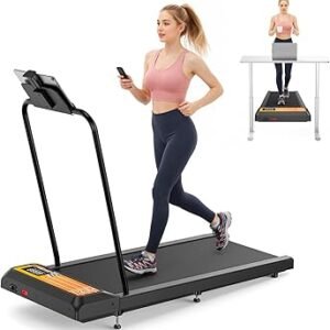 Walking Treadmill Pad with Handle Bar, Silent Fitness Equipment, Treadmill with 4-in-1 Modes, Easy Assembly, Portable Home Gym Equipment