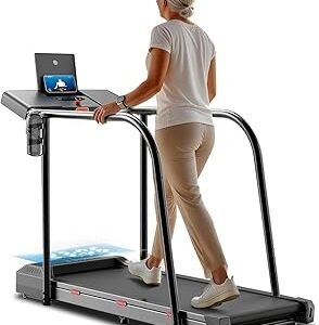 Yesoul Walking Treadmill for Seniors with Long Handrails – 4 Major Safety Protections, Emergency Stop Button, Treadmill for Home 300 lbs Capacity, Recovery Walking Machine with LED Display
