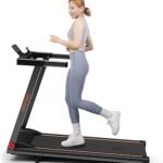 DeerRun Foldable Treadmill for Home with 6% Manual Incline & Handlebar, Compact Folding Walking Pad Treadmill for Walking, Jogging & Running, 0.6-7.5 MPH, 300 lb Capacity, App & Remote Control