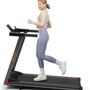 DeerRun Foldable Treadmill for Home with 6% Manual Incline & Handlebar, Compact Folding Walking Pad Treadmill for Walking, Jogging & Running, 0.6-7.5 MPH, 300 lb Capacity, App & Remote Control