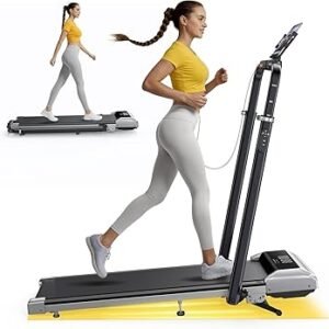 TOPUTURE Walking Pad Treadmill with 12% Incline, 6 in 1 Folding Treadmill with Adjustable Handle Bar for Home/Office, Under Desk Treadmills Portable Walking Pad with App, Remote Control & LED Display