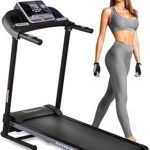 SereneLife Treadmill with Incline & Handle Bars | Compact Portable Walking Pad & Treadmill for Home/Apartment | Wide Running Belt 40" x 16" | Includes Workout Trainer Program with Bluetooth App