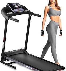 SereneLife Treadmill with Incline & Handle Bars | Compact Portable Walking Pad & Treadmill for Home/Apartment | Wide Running Belt 40" x 16" | Includes Workout Trainer Program with Bluetooth App