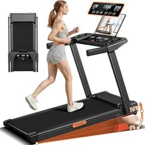 16% Treadmills for Home, 3-in-1 Foldable Treadmill with Incline, Portable Treadmill with Handle, 3.0HP Quiet Walking Pad Treadmill, 12 Automatic Modes, Three Screen