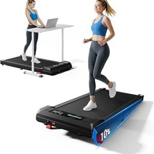 YUEJIQI Walking Pad Under Desk Treadmill with Incline for Home Office, 2.5HP Portable Walking Pad Treadmill with 280 Lbs Weight Capacity, Remote Control, LED Display
