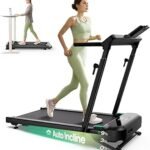 UREVO Foldimix 5L Treadmill with Multifunctional Desk, 9% Auto Incline Walking Pad for Home Office, Quiet 3.0HP Dual Motor, 14-Point Shock Absorption, Folding Running Machine for Laptop/Work