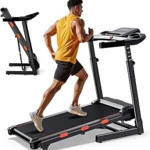 12% 15% Incline Treadmill for Home - Adjustable Height Handle Bar, Folding Treadmills 350LBS Weight Capacity, 3.5HP Compact Treadmills with Console, Portable Treadmill Running Machine