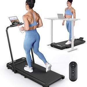 THERUN 2 in 1 Walking Pad with Handle Bar, Upgrade Walking Pad Treadmill for Home, Compact Treadmills with APP, Under Desk Treadmill with 10% Manual Incline, Portable Treadmill with Quiet Core