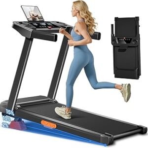 LONTEK 3-in-1 Foldable Treadmill with 15% Incline, Portable Treadmills for Home and Office, Folding Treadmill with Handles, 3.0HP Quiet Walking Pad with Three Screen Display, 300Lbs Capacity