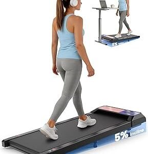 Walking Pad Treadmill with 5% Incline, Under Desk Treadmill for Home Office, 2.5HP Quiet Portable Walking Pad, 265 lbs Capacity, Compact Treadmill for Small Spaces with 15" x 35.4" Belt