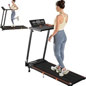 Treadmill with Incline, 3 in 1 Under Desk Treadmill Walking Pad with Removable Desk Workstation 3.5HP Foldable Compact Walking Treadmills for Home Small Office with Wristband Remote Control