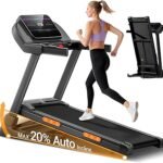 CURSOR FITNESS Foldable Treadmill with 20% Auto Incline (20 Levels), Treadmills for Home Auto Folding 400LBS Weight Capacity, 4.0HP Quiet Brushless, Max Speed 8.0MPH