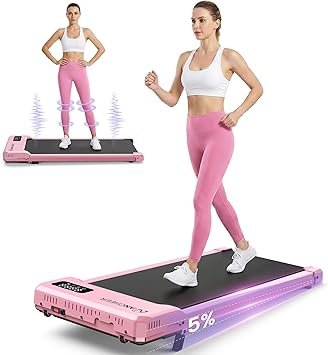 Small Walking Pad Treadmill with Incline - Under Desk Treadmill with Vibration Plate, 2.5HP Compact Portable Treadmills for Home Small Spaces, Office, Running Machine with Remote Control & LED Display