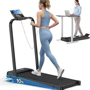 Cardirun Foldable Treadmill with Incline, Compact Walking Pad Treadmill with Safety Handle Bar, 3.0HP Quiet Under Desk Treadmills for Home/Office, 350 LBS Capacity, APP & Mute Remote Control