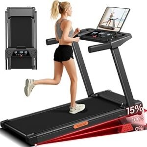 15% Treadmills for Home, 3-in-1 Foldable Treadmill with Incline, Portable Treadmill with Handle, 3.0HP Quiet Walking Pad Treadmill, 12 Automatic Modes, Three Screen