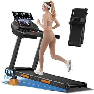 18% Incline Treadmills for Home Small, 3.0HP Foldable Walking Pad Treadmill with 3 LED Displays, Portable Treadmill Up to 400LBS Capacity, 7.5MHP
