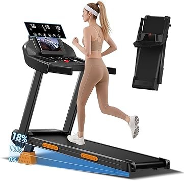 18% Incline Treadmills for Home Small, 3.0HP Foldable Walking Pad Treadmill with 3 LED Displays, Portable Treadmill Up to 400LBS Capacity, 7.5MHP