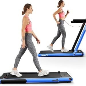 Goplus 2 in 1 Folding Treadmill, 2.25HP Superfit Under Desk Electric Treadmill, Installation-Free with Remote Control, APP Control and LED Display, Walking Jogging for Home Office