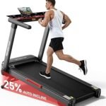 Renestar Treadmill for Home with 25% Auto Incline - 8.5MPH Max Speed, Extra Large LED Touchscreen, 300LBS Capacity, Bluetooth Speaker, 3.5HP Home Office Treadmills for Running Jogging Walking