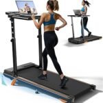 Walking Pad Treadmill with Handle Bar & Incline, Advzon Portable Adjustable Treadmill with Desk for Home