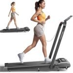 Acezoe Walking Pad Treadmill with Incline, 2 in 1 Foldable Treadmills for Home Small Office, 300lbs Portable Compact Under Desk Treadmill with App, Remote Control and LED Display