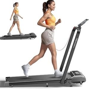 Acezoe Walking Pad Treadmill with Incline, 2 in 1 Foldable Treadmills for Home Small Office, 300lbs Portable Compact Under Desk Treadmill with App, Remote Control and LED Display
