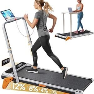 Walking Pad with Incline Portable Treadmill with Handle Bar for Home Office Under Desk Use Small Space Treadmill