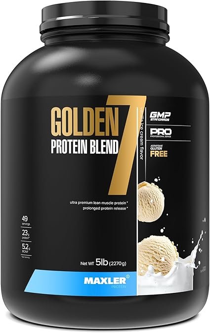 Maxler Golden 7 Protein Blend - Protein Powder for Muscle Gain & Recovery - Vanilla Protein Powder 5 lb