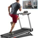 Sunny Health & Fitness Fully Assembled OneClick-Fold 20" Smart Treadmill with Auto Incline & SunnyFit App
