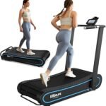 ERGOLIFE Curved Treadmill with Non-Electric Motorized, 2-in-1 Folding Treadmill with APP for Home Workout, Compact Manual Walking Pad, Office Running Machine with LCD Display
