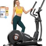 pooboo Elliptical Machine, Elliptical Exercise Machine with 16-Level Resistance&Quiet Magnetic Driving System, Elliptical Machine for Home with LCD Monitor,15.5-17IN Stride, 350LBS Weight Capacity