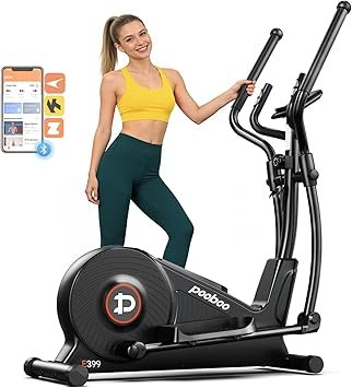 pooboo Elliptical Machine, Elliptical Exercise Machine with 16-Level Resistance&Quiet Magnetic Driving System, Elliptical Machine for Home with LCD Monitor,15.5-17IN Stride, 350LBS Weight Capacity
