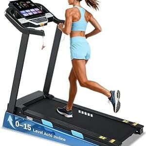 BORGUSI Auto Incline Treadmill - 3.5HP Folding Treadmills with 15% Auto Incline Running Machine for Home, 320 LBS Capacity, 10 MPH Speed, 36 Preset Programs, Bluetooth App, Upgrade LCD Panel