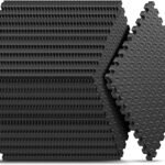 Home Gym Mat, Puzzle Exercise Mat, EVA Interlocking Foam Floor Tiles for Home Workout Equipment and Kids' Play Areas - Black, 24 in x 24 in x ½ in - 12 Tiles (Black, 12 Pack, 48 SQ FT)