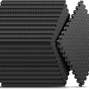 Home Gym Mat, Puzzle Exercise Mat, EVA Interlocking Foam Floor Tiles for Home Workout Equipment and Kids' Play Areas - Black, 24 in x 24 in x ½ in - 12 Tiles (Black, 12 Pack, 48 SQ FT)