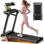 16% Incline 3.0HP Folding Treadmill | Treadmills for Home | Portable Walking Pad with Handlebars, 12 Programs, 3 LED Displays, 350 LBS Capacity, 6 Shock Absorbers, 0.6-7.5MPH