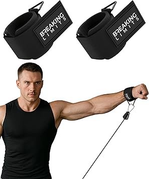 Breaking Limits Wrist Cuffs Gym - Wrist Straps for Cable Machines - Lifting Cuffs for Cables Gym - Wrist Cuff Lateral Raise Attachment - Cable Wrist Cuffs Gym