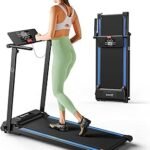 UREVO Treadmill with Standing Desk Workstation, Walking Pad Treadmills for Home Office, Under Desk Compact Design Treadmill with HIIT Programs, Remote Control, LED Display
